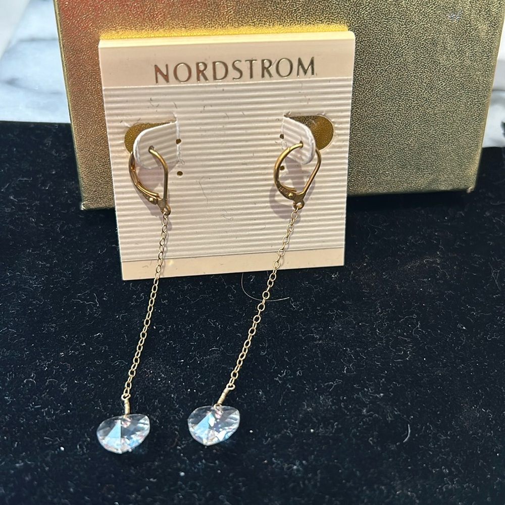Crystal Hearts on a Chain Earrings-Boutique - Picture 2 of 5